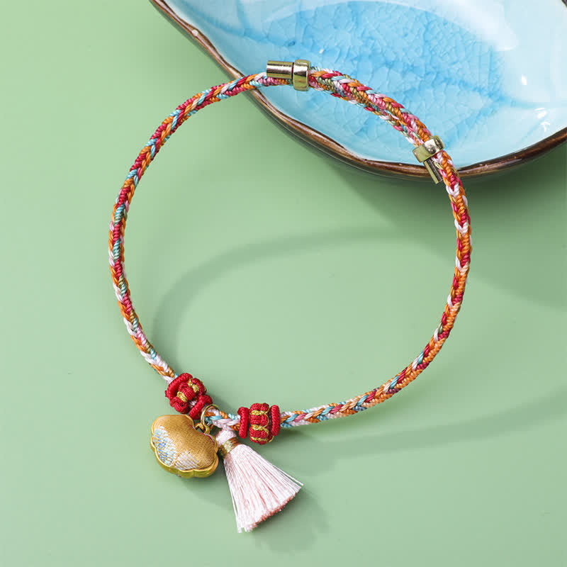 Braided Five Color Cord Song Brocade Ruyi Scepter Tassel Luck Bracelet