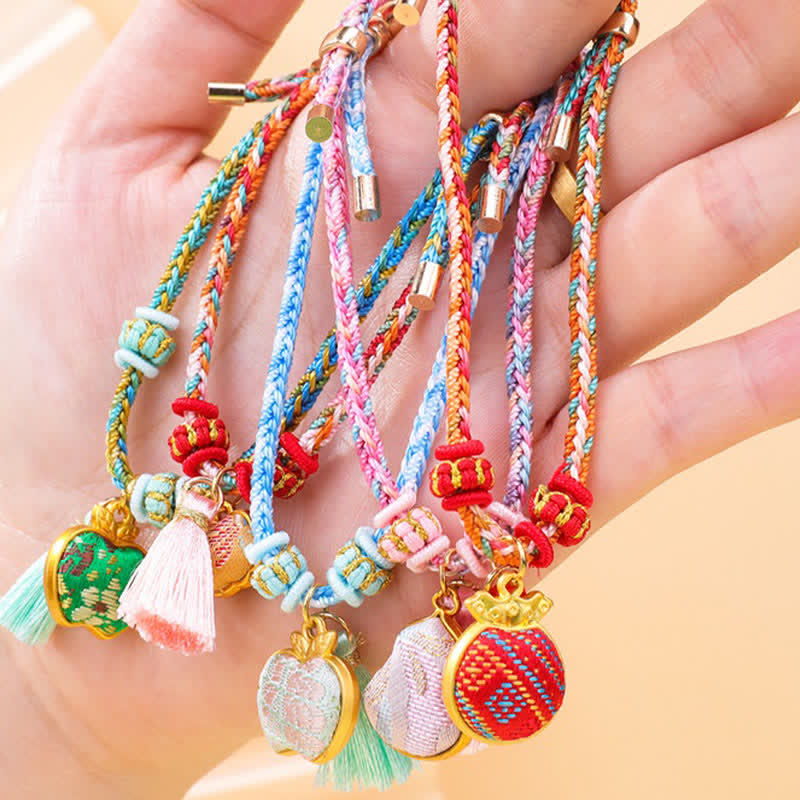 Braided Five Color Cord Song Brocade Ruyi Scepter Tassel Luck Bracelet