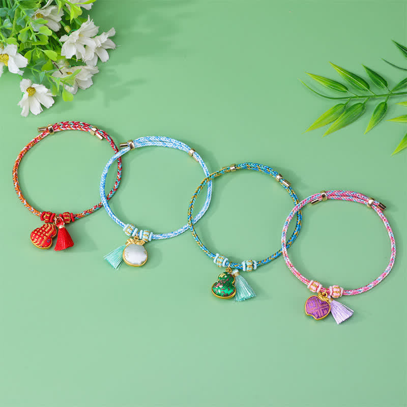 Braided Five Color Cord Song Brocade Ruyi Scepter Tassel Luck Bracelet