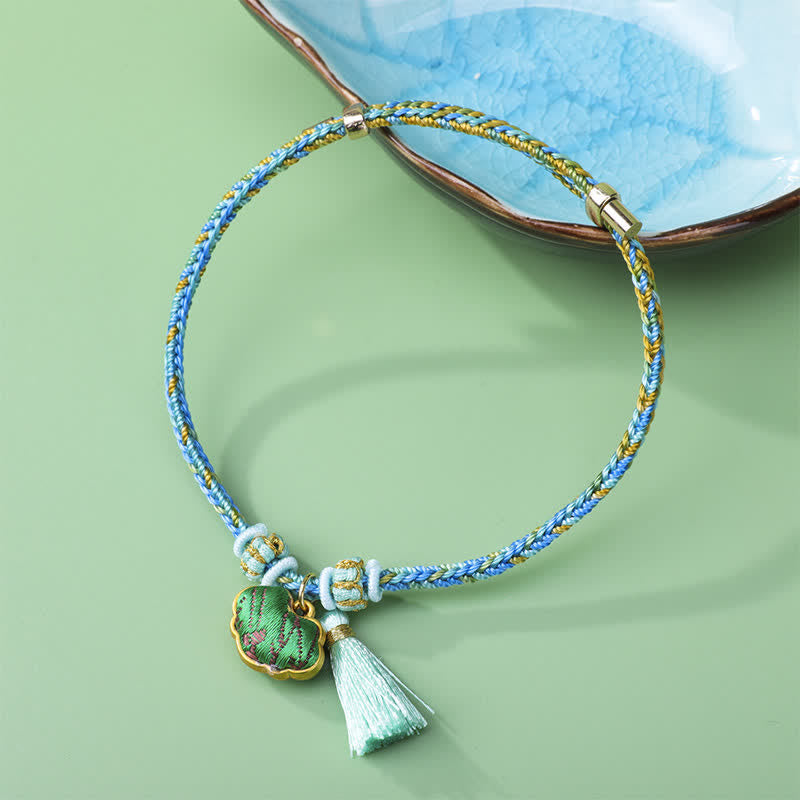 Braided Five Color Cord Song Brocade Ruyi Scepter Tassel Luck Bracelet
