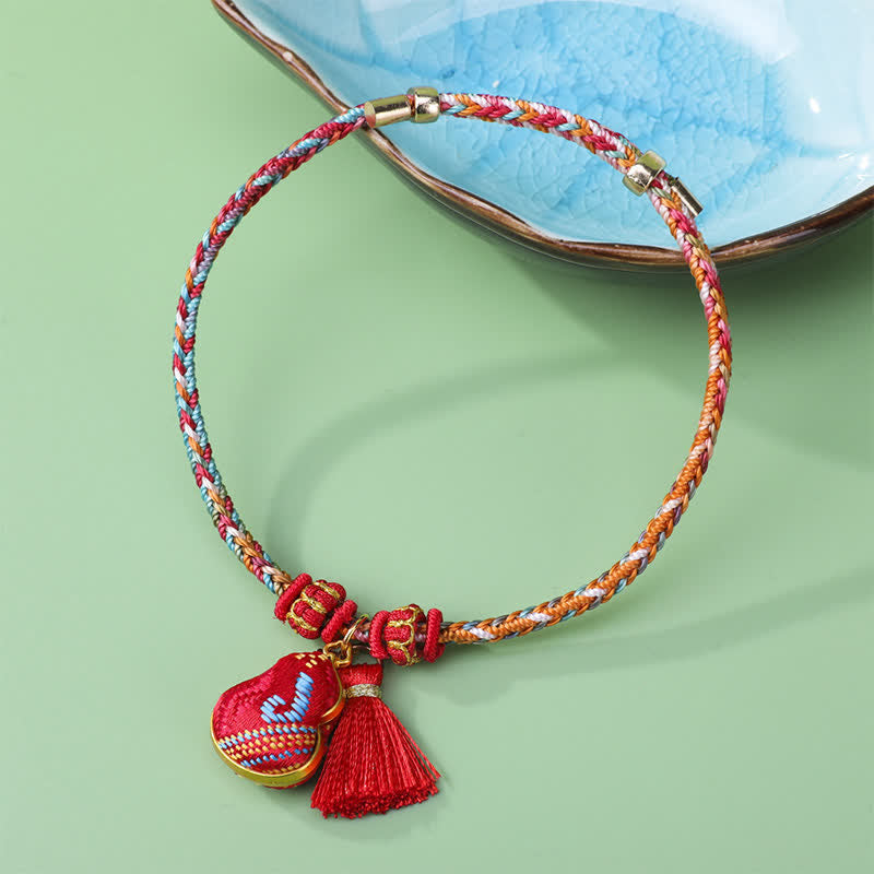 Song Brocade Gourd Luck Tassel Braided Bracelet