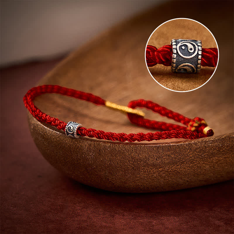 Black Red String Yin Yang Protection Hand-Woven Minimalist Bracelet