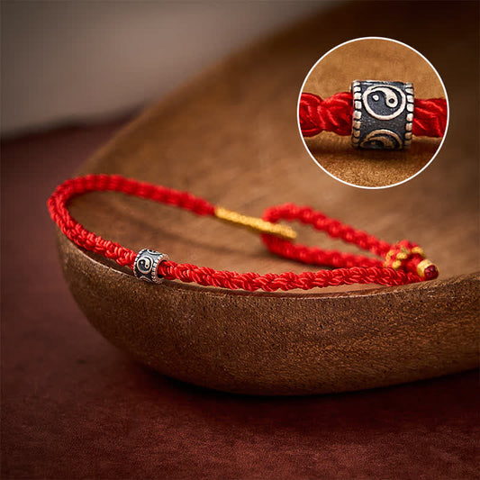 Black Red String Yin Yang Protection Hand-Woven Minimalist Bracelet