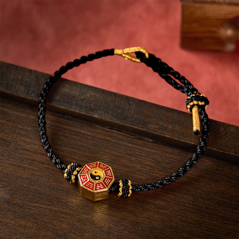 Braided Red String Bagua Chinese Coin Protection Adjustable Bracelet