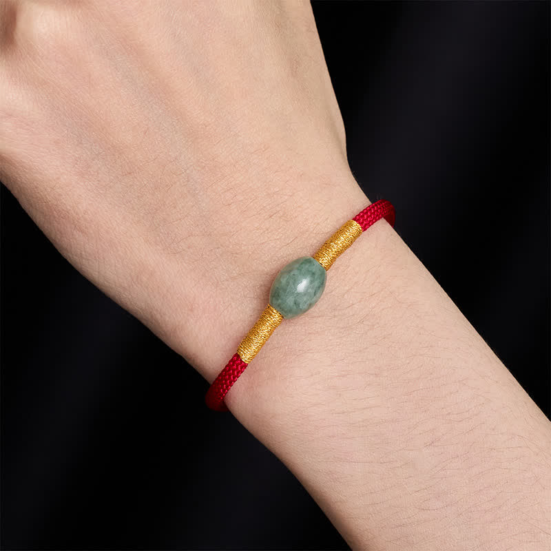 Jade Bead Red String Protection Bracelet