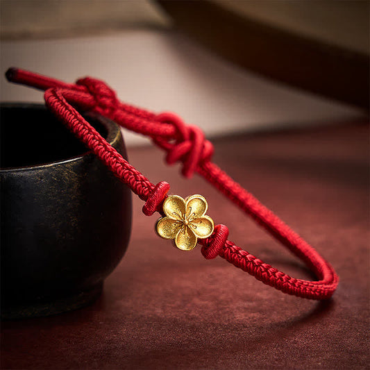 Hand-Woven Red String Small Peach Blossom Luck Braided Cord Bracelet
