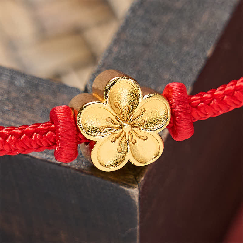 Hand-Woven Red String Small Peach Blossom Luck Braided Cord Bracelet