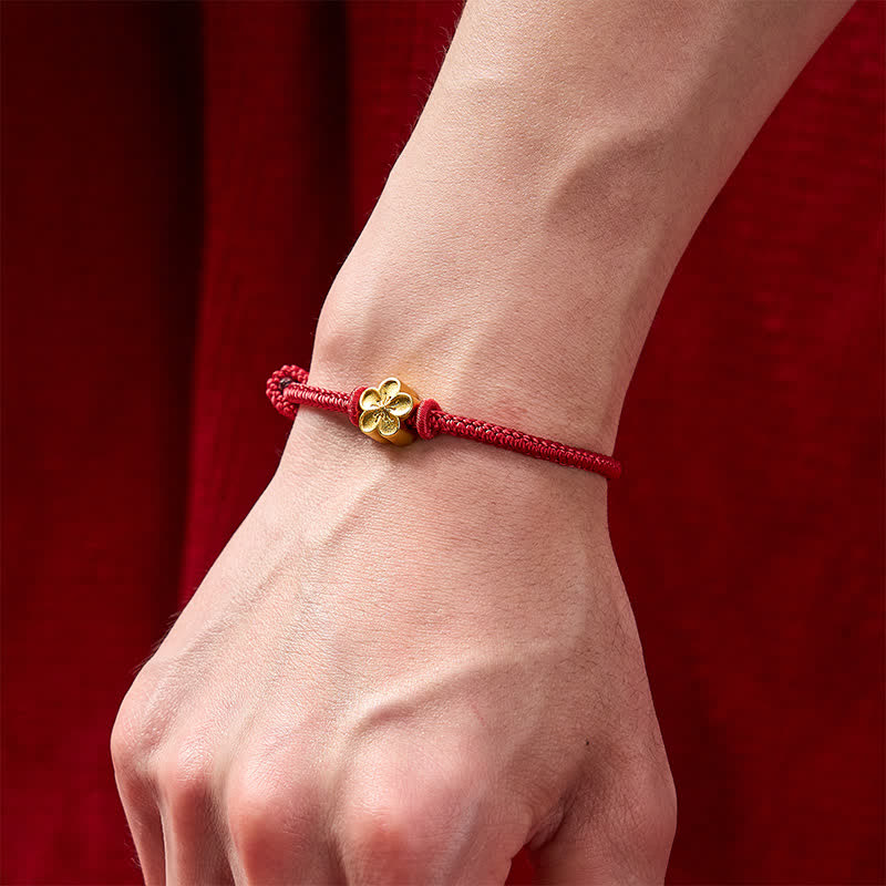 Hand-Woven Red String Small Peach Blossom Luck Braided Cord Bracelet