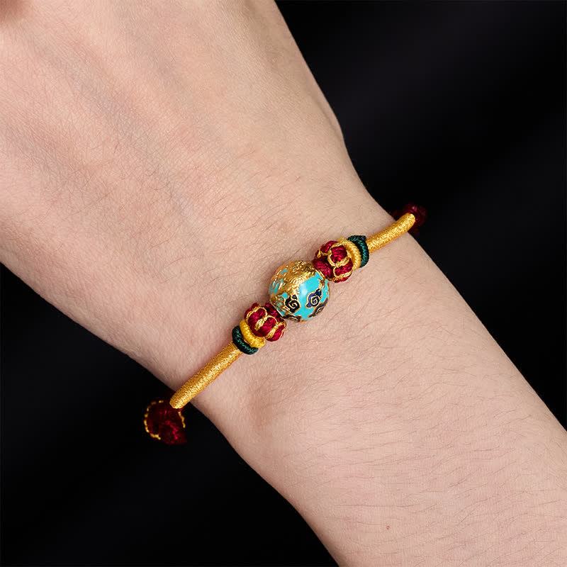 Copper Dragon Bead Red String Strength Braided Bracelet