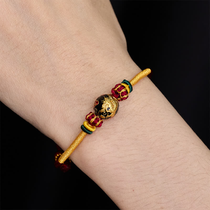 Copper Dragon Bead Red String Strength Braided Bracelet
