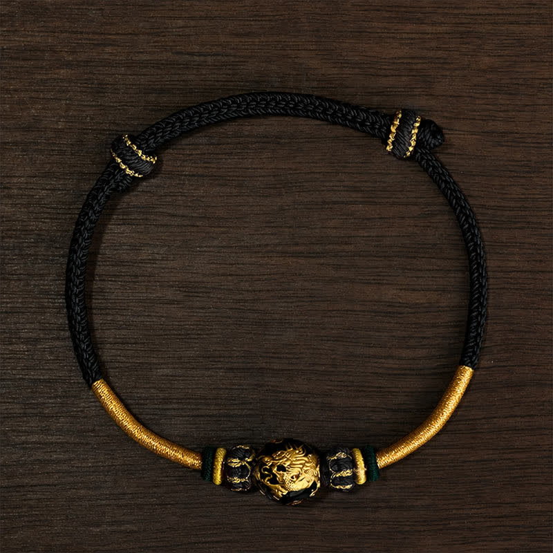 Copper Dragon Bead Red String Strength Braided Bracelet