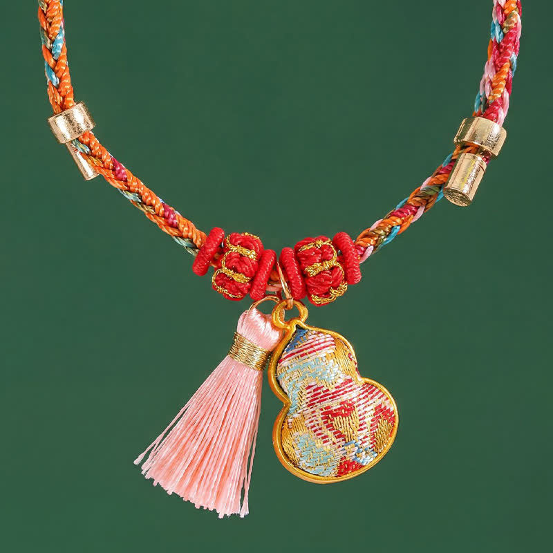 Handwoven Five Color Apple Money Bag Gourd Chinese Lock Charm Protection Bracelet