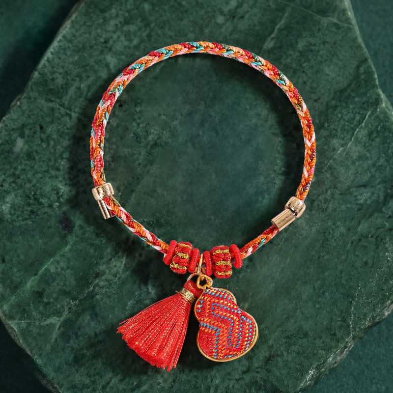 Handmade Five-Color Cord Luck Red Song Brocade Chinese Lock Charm Apple Money Bag Gourd Zongzi Braided Bracelet