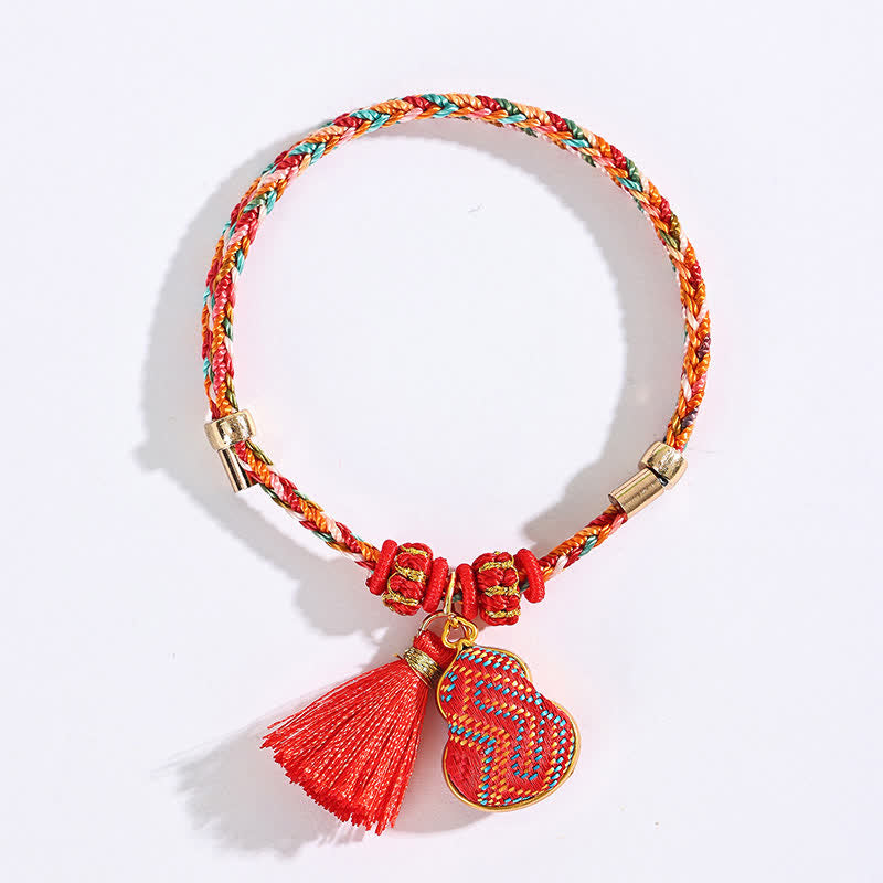Handmade Five-Color Cord Luck Red Song Brocade Chinese Lock Charm Apple Money Bag Gourd Zongzi Braided Bracelet