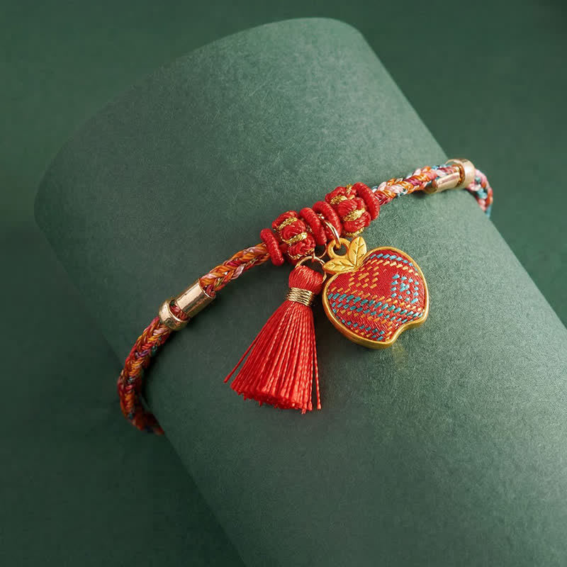 Handmade Five-Color Cord Luck Red Song Brocade Chinese Lock Charm Apple Money Bag Gourd Zongzi Braided Bracelet