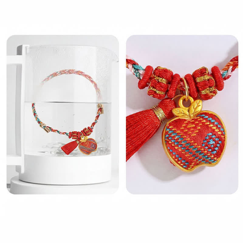 Handmade Five-Color Cord Luck Red Song Brocade Chinese Lock Charm Apple Money Bag Gourd Zongzi Braided Bracelet