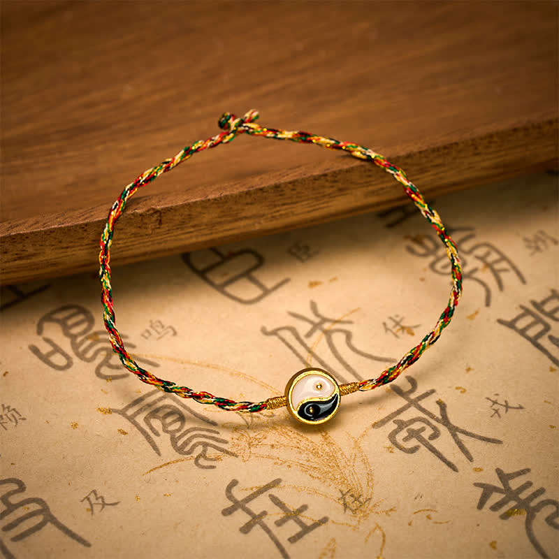 Hand-Woven Yin Yang Colorful Thin Cord String Protection Braided Bracelet