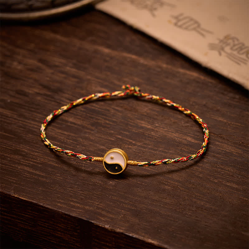 Hand-Woven Yin Yang Colorful Thin Cord String Protection Braided Bracelet