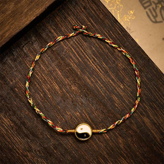 Hand-Woven Yin Yang Colorful Thin Cord String Protection Braided Bracelet