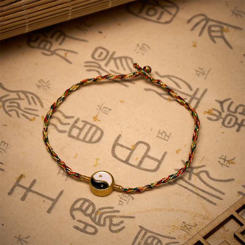 Hand-Woven Yin Yang Colorful Thin Cord String Protection Braided Bracelet