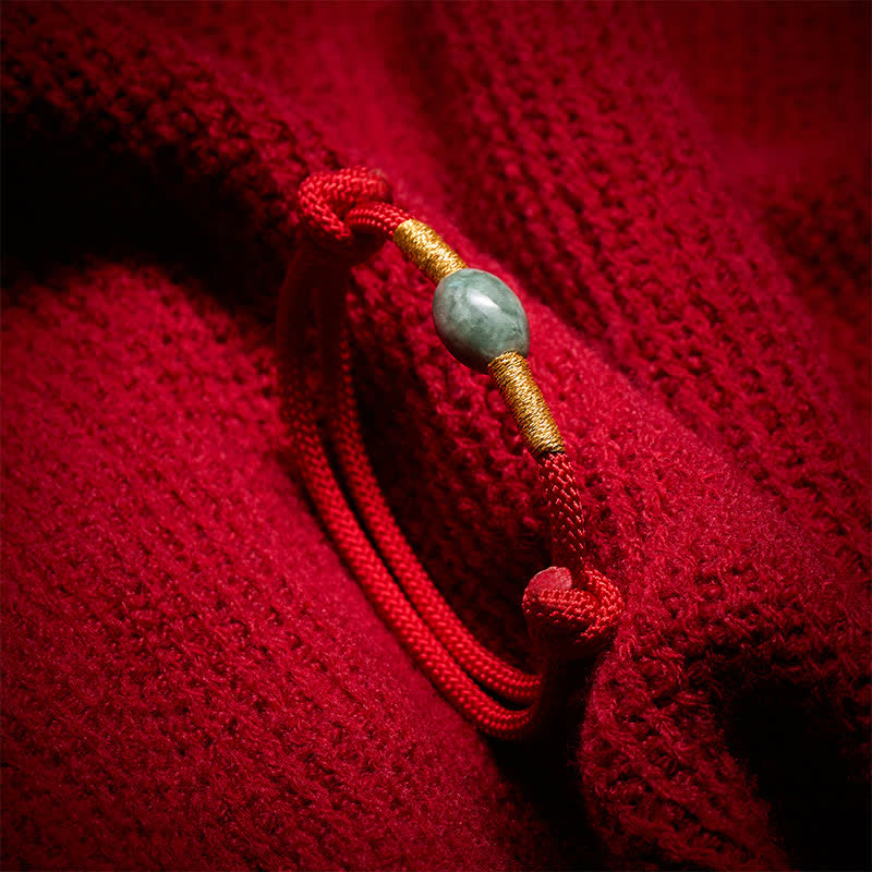 Jade Bead Red String Protection Bracelet