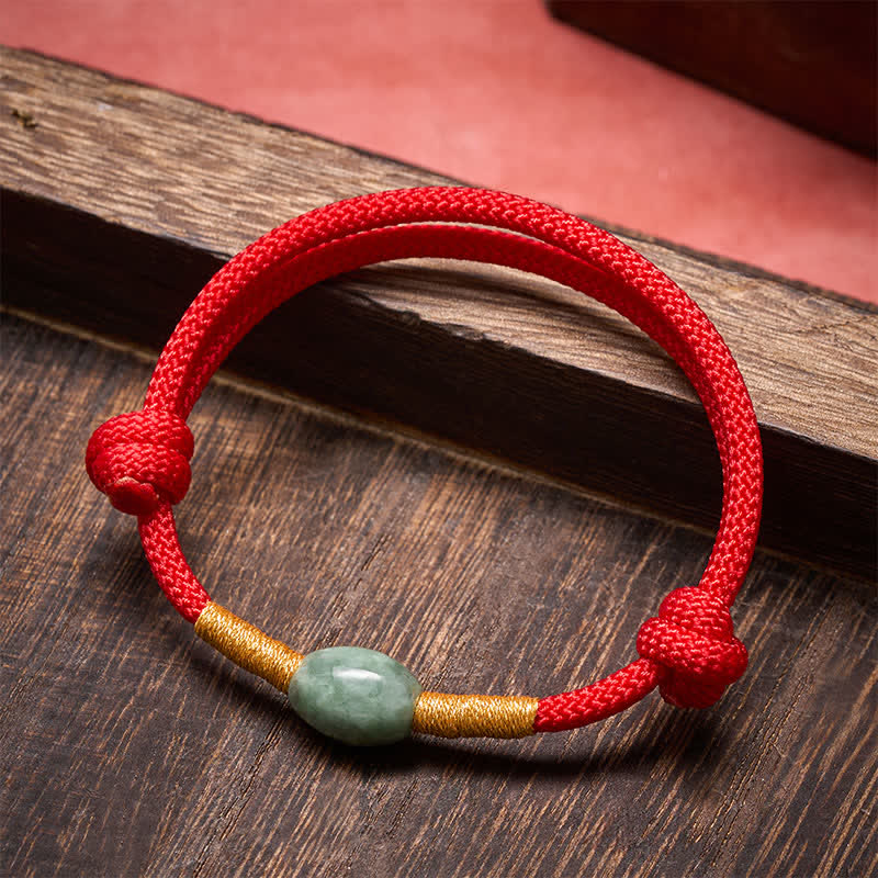 Jade Bead Red String Protection Bracelet