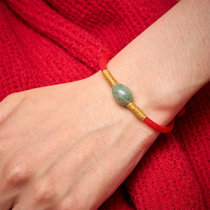 Jade Bead Red String Protection Bracelet