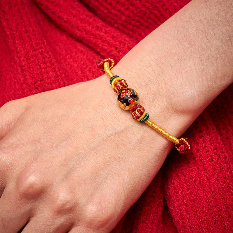 Copper Dragon Bead Red String Strength Braided Bracelet