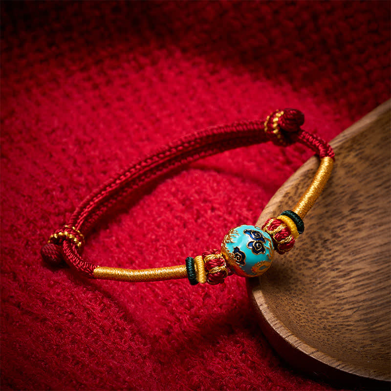 Copper Dragon Bead Red String Strength Braided Bracelet
