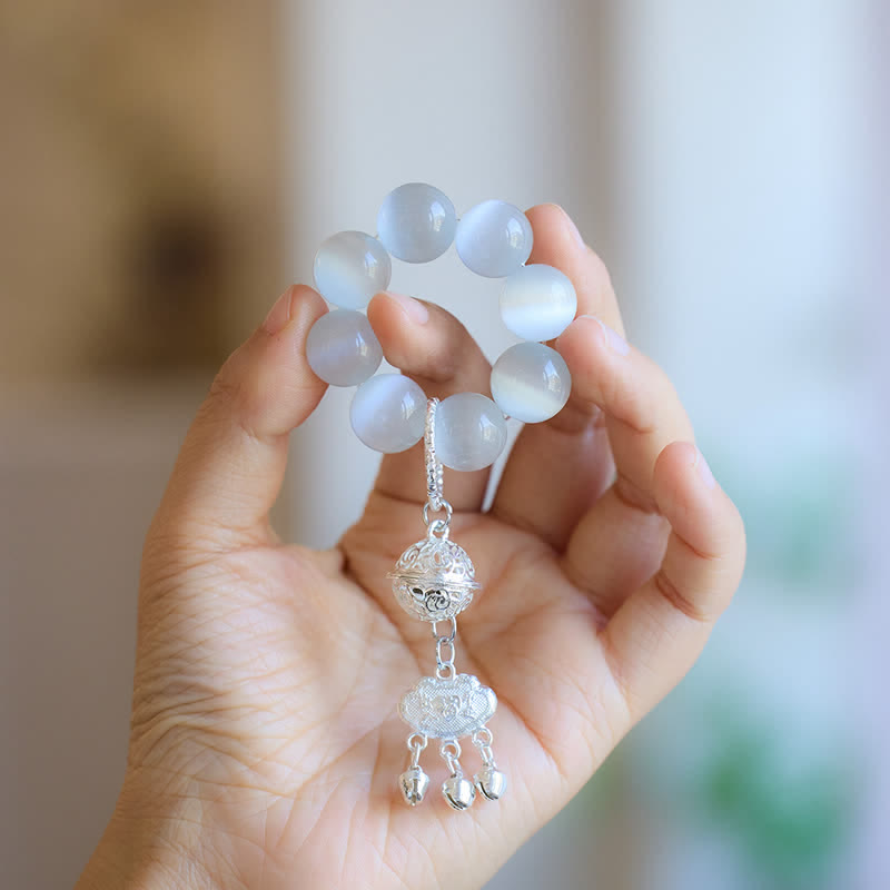 White Cat's Eye Bell Ruyi Luck Tactile Meditation Beads Decorations