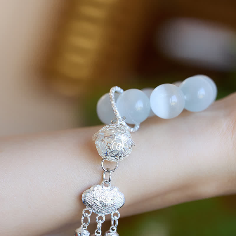 White Cat's Eye Bell Ruyi Luck Tactile Meditation Beads Decorations