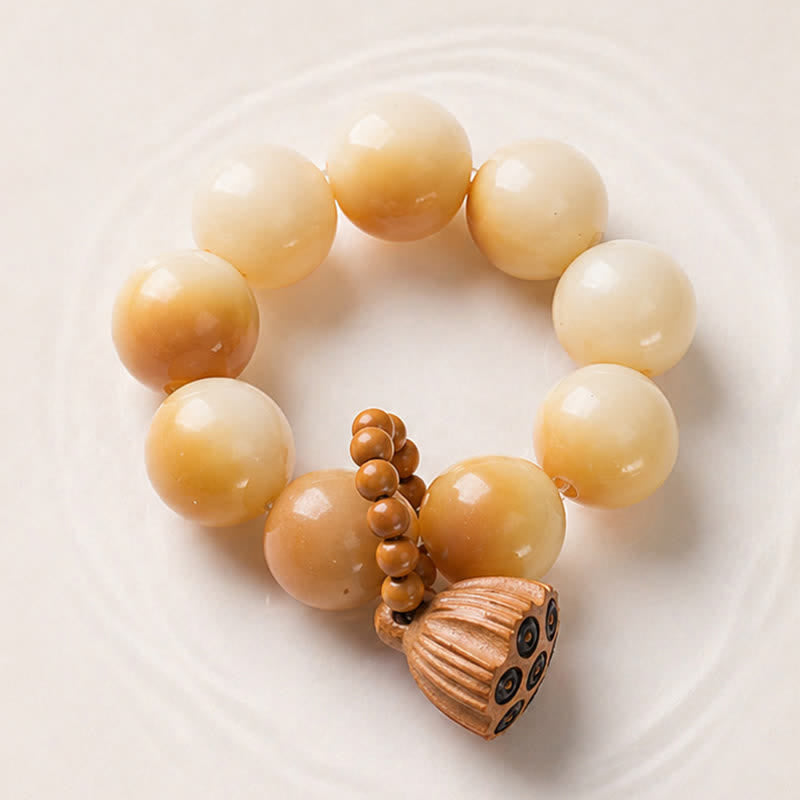 White Bodhi Seed Lotus Pod Grounding Hand-Polished Tactile Meditation Beads Decorations
