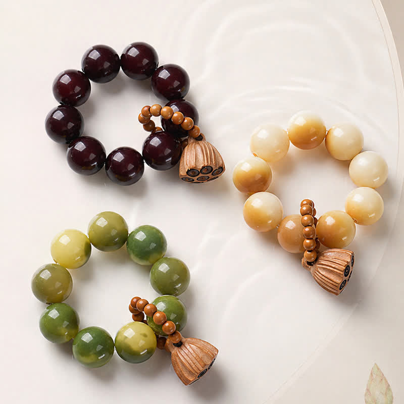 White Bodhi Seed Lotus Pod Grounding Hand-Polished Tactile Meditation Beads Decorations