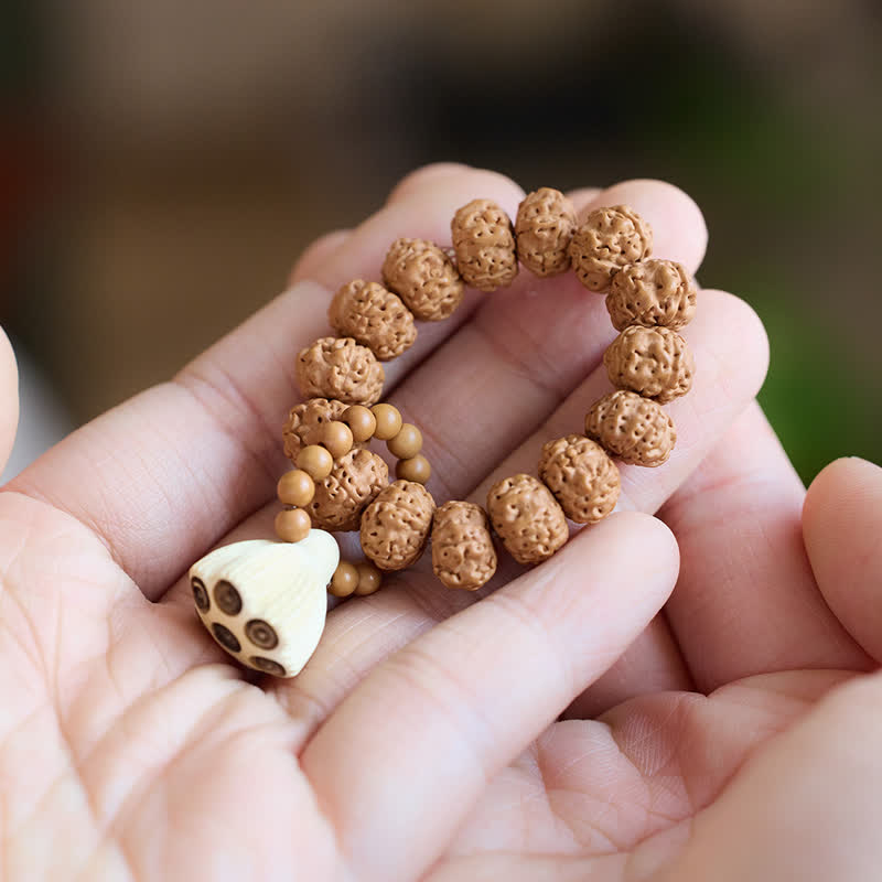 Vajra Seed Hand-Polished Lotus Pod Pendant Tactile Meditation Beads Decorations