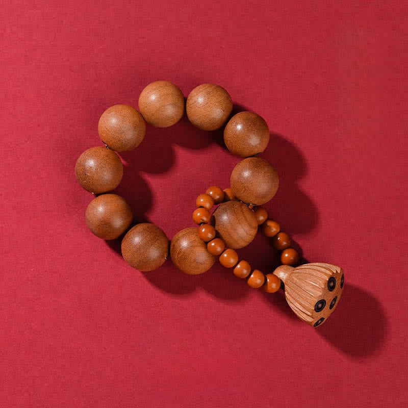 Peach Wood Lotus Pod Grounding Hand-Polished Tactile Meditation Beads Decorations