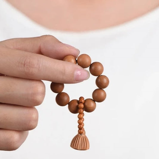 Peach Wood Lotus Pod Grounding Hand-Polished Tactile Meditation Beads Decorations