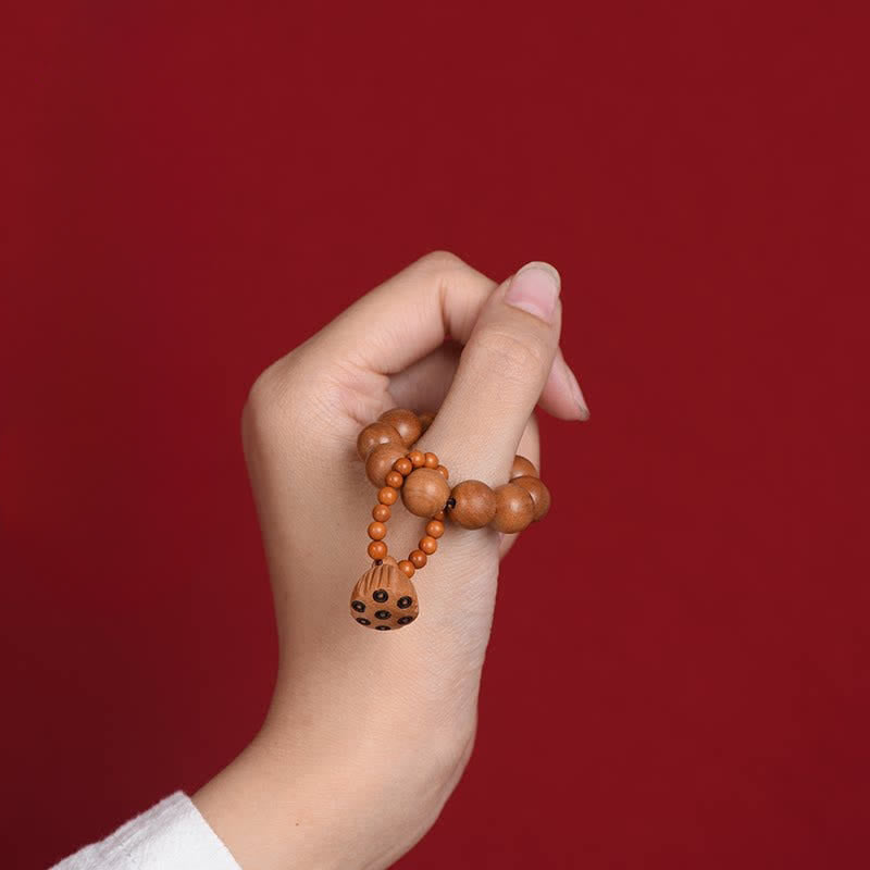Peach Wood Lotus Pod Grounding Hand-Polished Tactile Meditation Beads Decorations