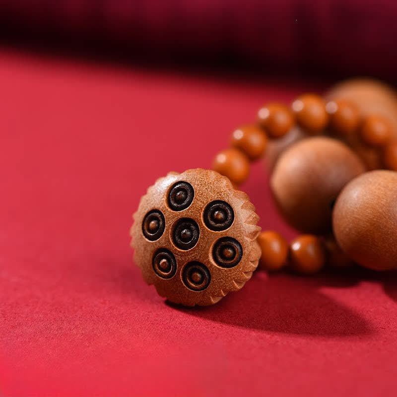 Peach Wood Lotus Pod Grounding Hand-Polished Tactile Meditation Beads Decorations