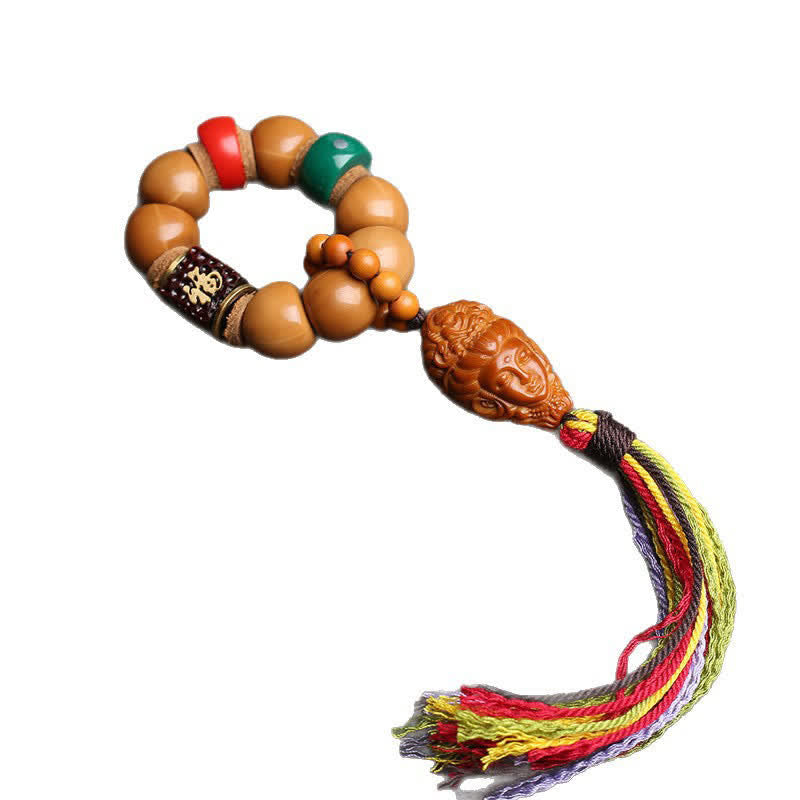 Bodhi Seed Avalokiteshvara Fu Character Peace Tibetan Colorful Tassel Tactile Meditation Beads Decorations