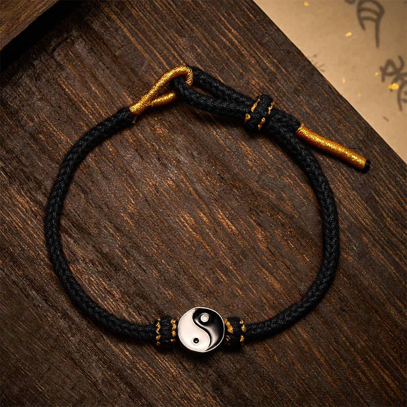 Hand-Woven Yin Yang Red String Lucky Adjustable Braided Cord Bracelet