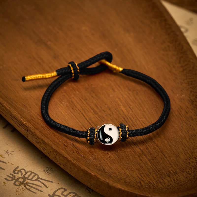 Hand-Woven Yin Yang Red String Lucky Adjustable Braided Cord Bracelet