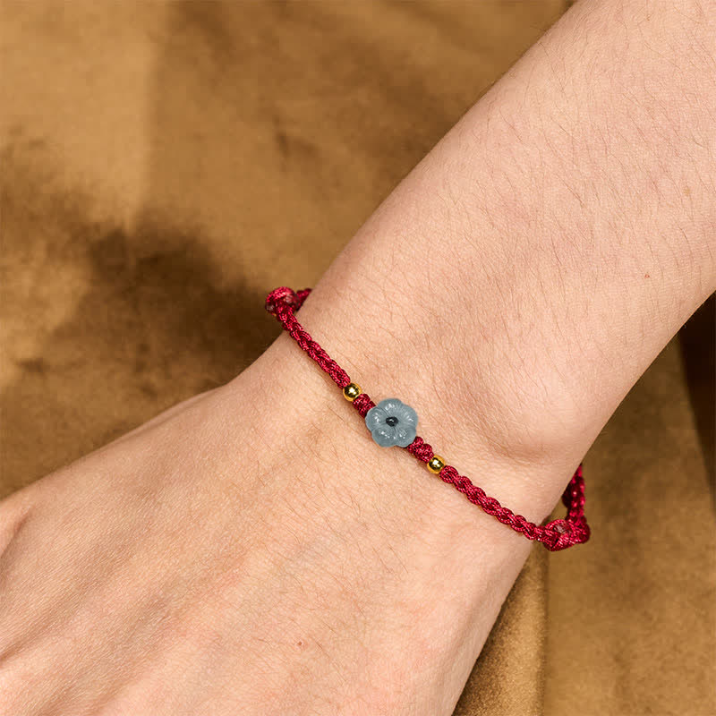 Jade Flower Red String Blessing Bracelet