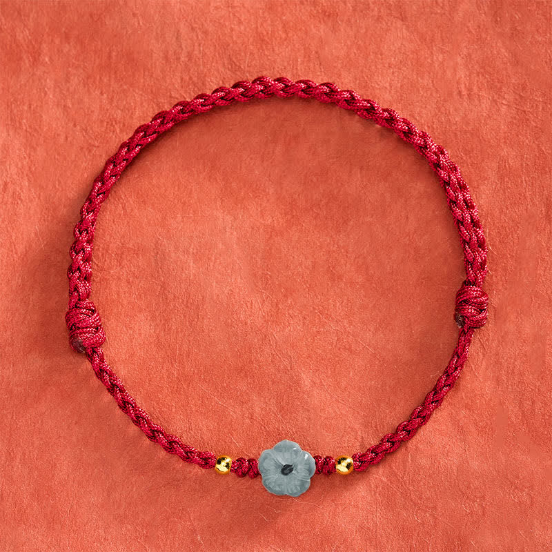 Jade Flower Red String Blessing Bracelet