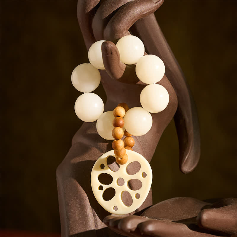 White Bodhi Seed Lotus Root Pendant Luck Tactile Meditation Beads Decorations