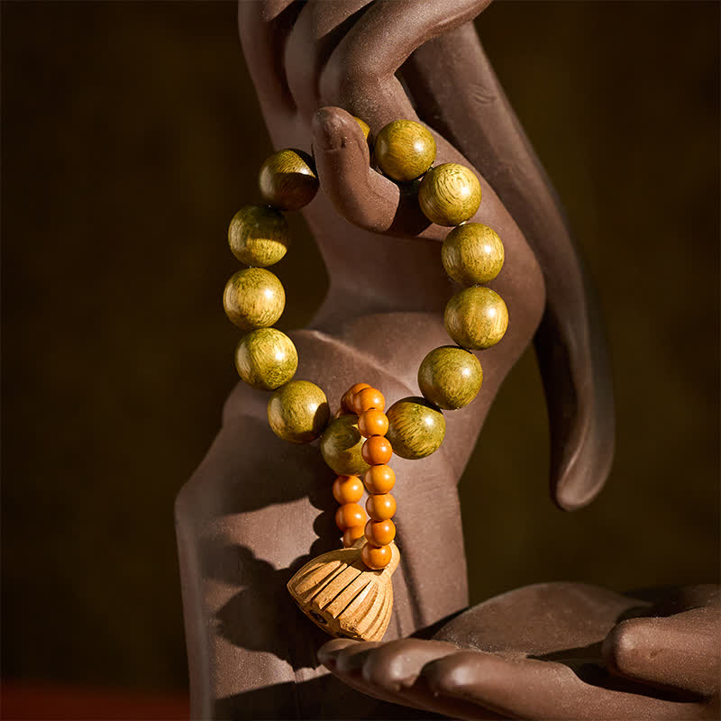 Green Sandalwood Lotus Pod Hand-Polished Tactile Meditation Beads Decorations