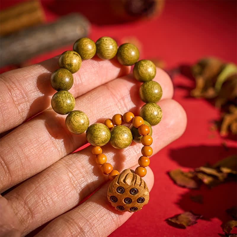 Green Sandalwood Lotus Pod Hand-Polished Tactile Meditation Beads Decorations