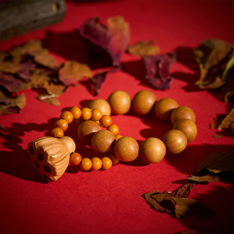 Green Sandalwood Lotus Pod Hand-Polished Tactile Meditation Beads Decorations