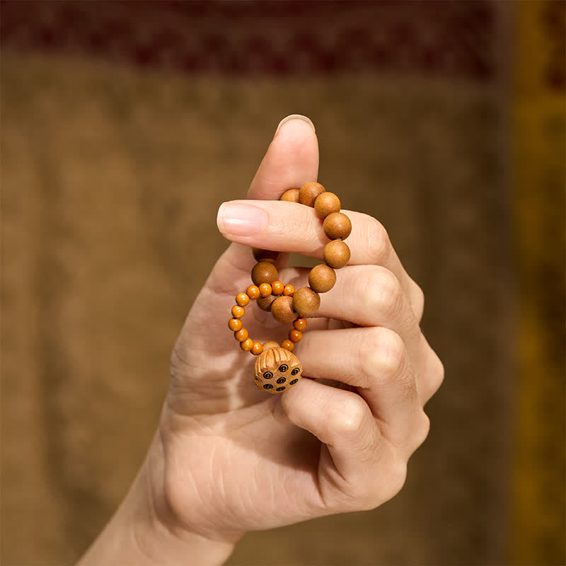 Green Sandalwood Lotus Pod Hand-Polished Tactile Meditation Beads Decorations