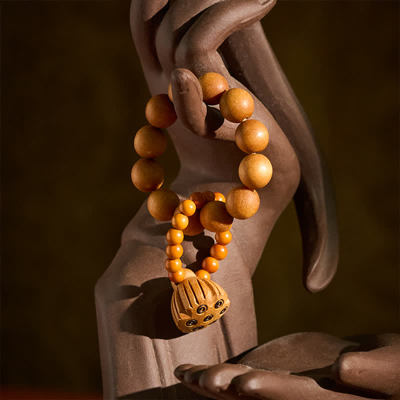 Green Sandalwood Lotus Pod Hand-Polished Tactile Meditation Beads Decorations