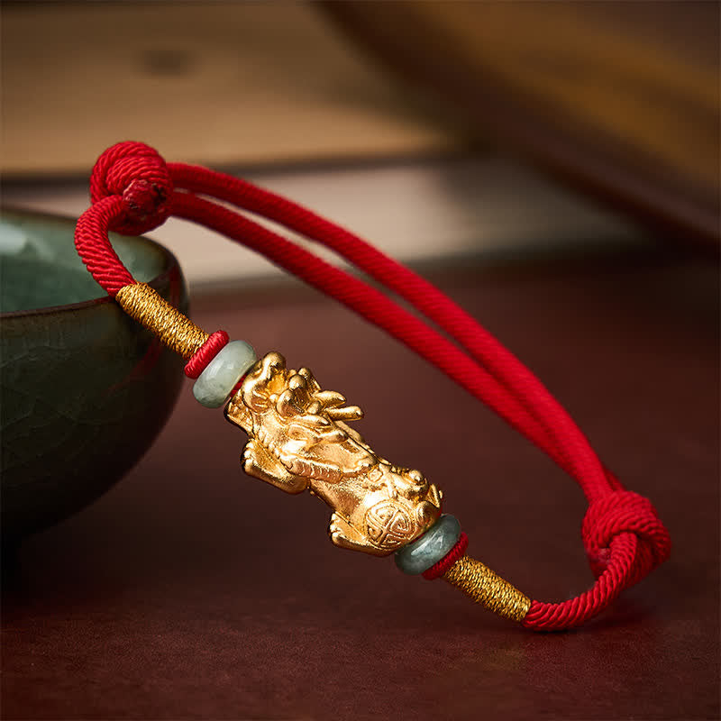Copper Pi Xiu Wealth Red String Bracelet